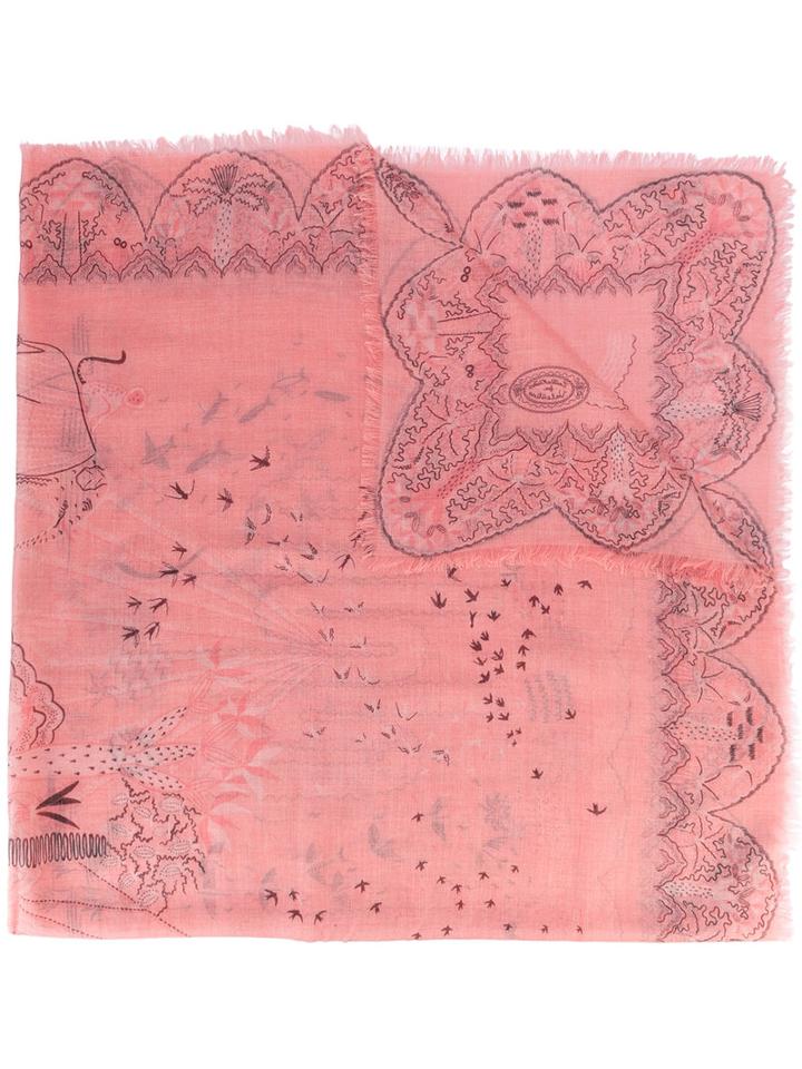 Valentino - Valentino Garavani Garden Of Earthly Delights Scarf - Women - Modal/cashmere - One Size, Pink/purple, Modal/cashmere