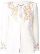 Alberta Ferretti Gold-tone Detail Jacket, Women's, Size: 42, White, Rayon/acetate/other Fibers