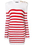 Balmain Striped Sweater Dress - White