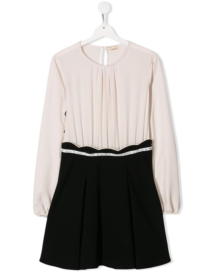 Elisabetta Franchi La Mia Bambina Combined Blouse Dress - Neutrals
