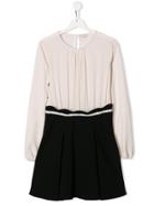 Elisabetta Franchi La Mia Bambina Combined Blouse Dress - Neutrals