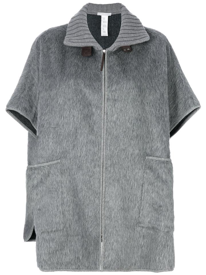 Fabiana Filippi - Short-sleeve Oversized Coat - Women - Alpaca/merino - One Size, Grey, Alpaca/merino