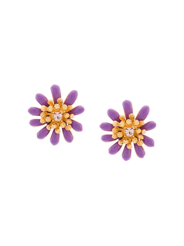 Oscar De La Renta Floral Stud Earrings - Pink & Purple