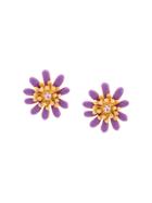 Oscar De La Renta Floral Stud Earrings - Pink & Purple