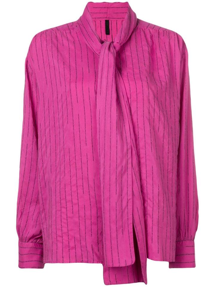 Unravel Project Striped Pussy Bow Blouse - Pink & Purple