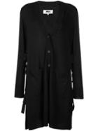 Mm6 Maison Margiela - Longline Buttoned Cardigan - Women - Viscose/wool - Xs, Black, Viscose/wool