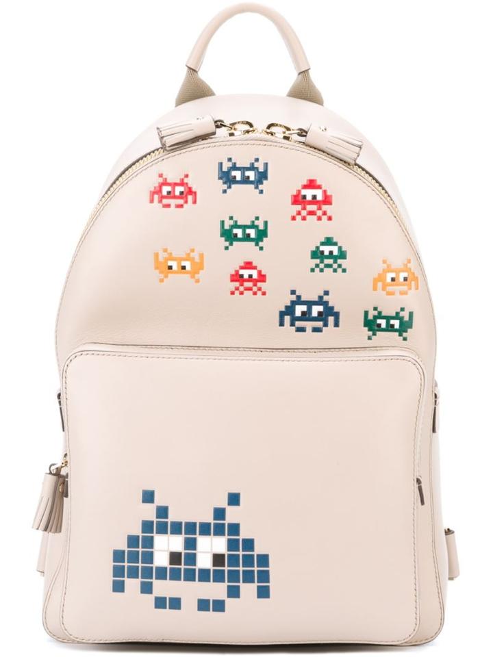 Anya Hindmarch Mini Space Invaders Backpack, Grey, Leather