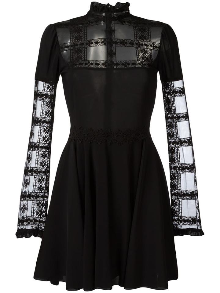 Giamba Sheer Detail Lace Dress, Women's, Size: 42, Black, Spandex/elastane/viscose/cotton/polyester