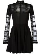 Giamba Sheer Detail Lace Dress, Women's, Size: 42, Black, Spandex/elastane/viscose/cotton/polyester