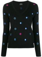 Ps By Paul Smith Embroidered Spot V-neck Sweater - Black