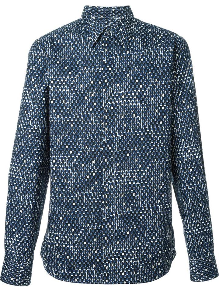 Marni Dotted Shirt, Men's, Size: 50, Blue, Cotton