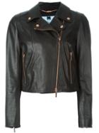 Blumarine Classic Biker Jacket, Women's, Size: 42, Black, Polyester/acetate/lamb Skin