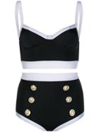 Balmain Two-tone Bikini Set - Black