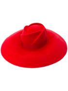 Gucci Rose Detail Wide Brim Hat, Women's, Size: Medium, Red, Cotton/viscose/rabbit Felt