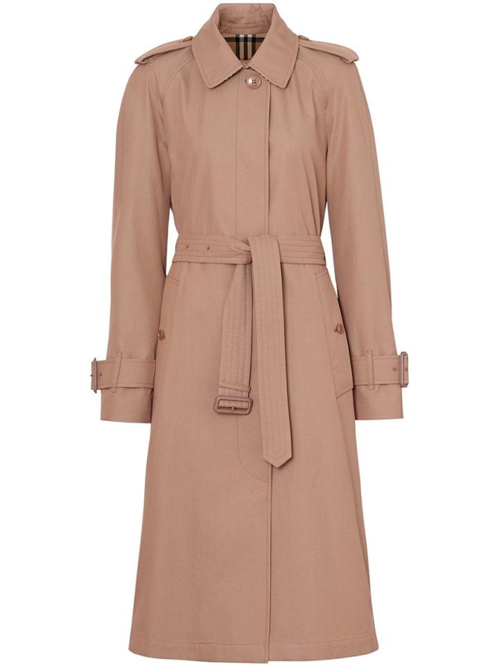 Burberry Tropical Gabardine Belted Car Coat - Pink