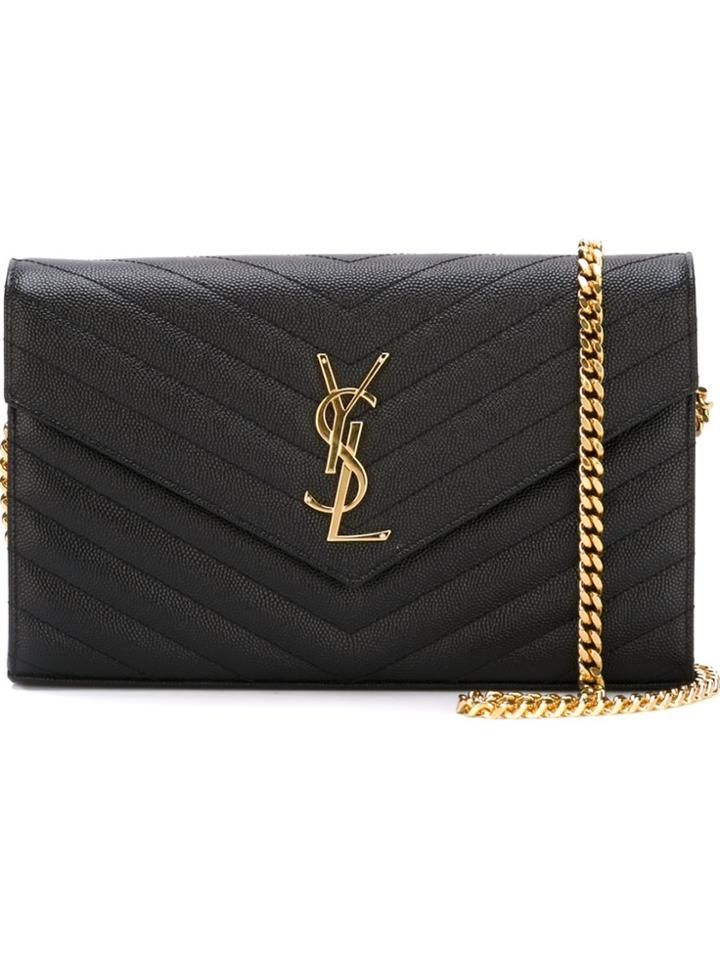 Saint Laurent Monogram Chain Wallet - Black