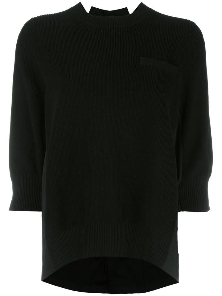 Sacai Deconstructed Knitted Top, Women's, Size: 3, Black, Cotton