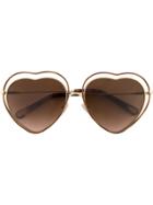 Chloé Eyewear Gradient Heart Sunglasses - Brown