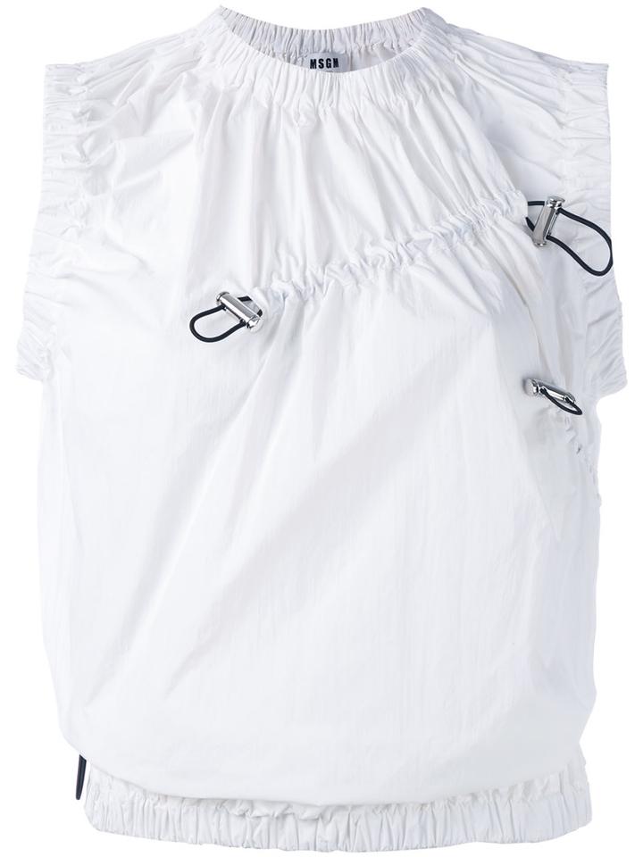 Msgm Drawstring Detail Blouse, Women's, Size: 42, White, Polyamide