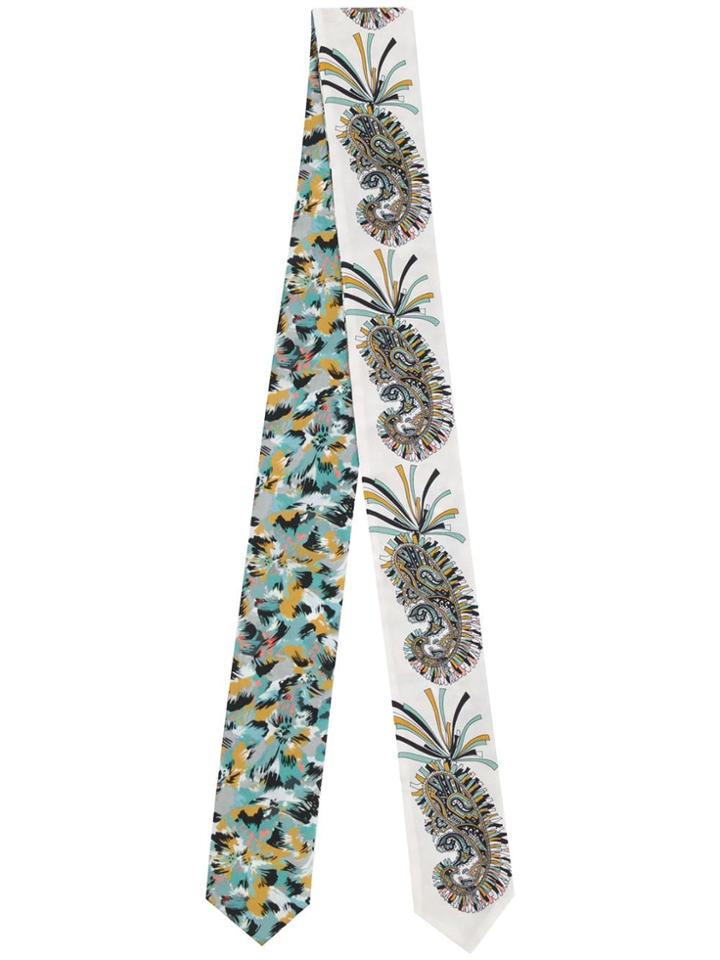 Etro Paisley Print Slim Scarf - White