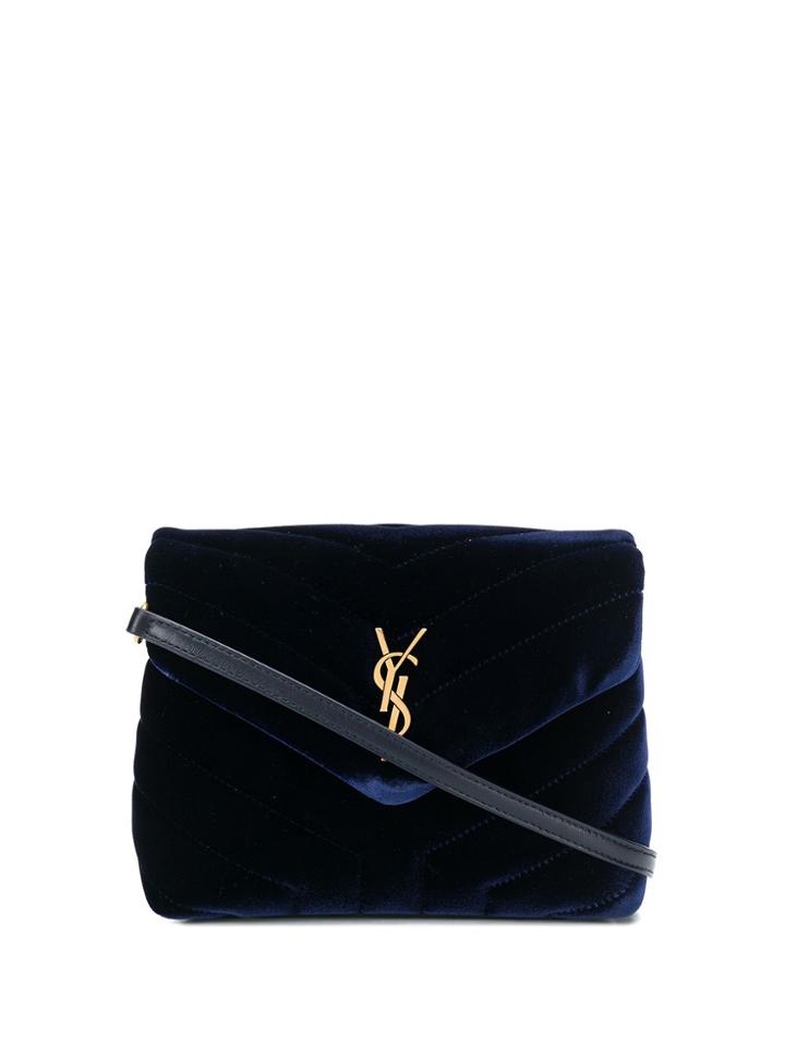 Saint Laurent Velvet Cross-body Bag - Blue