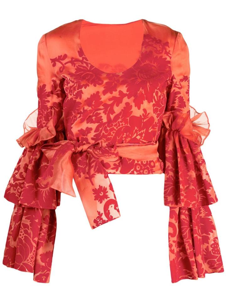 Rosie Assoulin Wrapped Waist Blouse - Red
