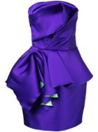 Isabel Sanchis Strapless Peplum Cocktail Dress - Pink & Purple