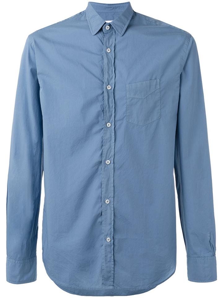 Officine Generale Shirt With Chest Pocket, Men's, Size: Small, Blue, Cotton