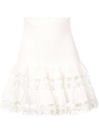 Zimmermann High Waisted Floral Crochet Skirt - White