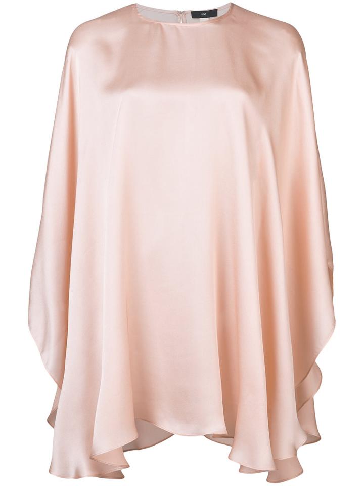Voz - Chiffon Capelet Blouse - Women - Silk - One Size, Pink/purple, Silk