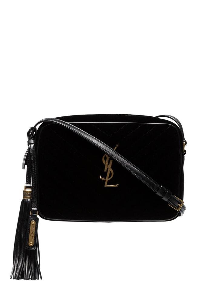 Saint Laurent Lou Quilted Velvet Cross-body Bag - Black