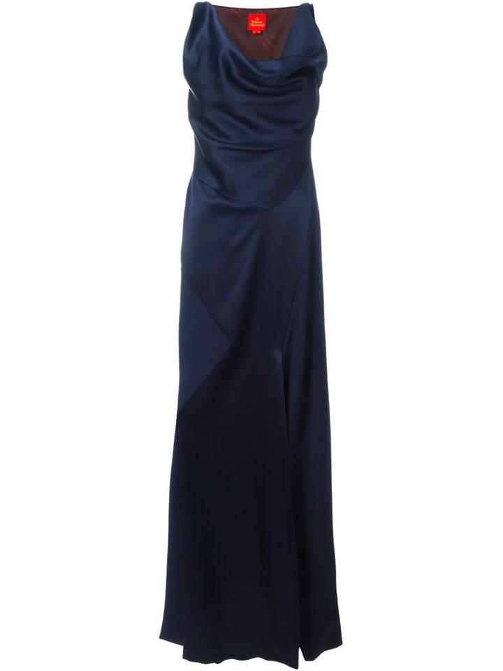 Vivienne Westwood Red Label Draped Evening Dress, Women's, Size: 40, Blue, Polyester/acetate/viscose