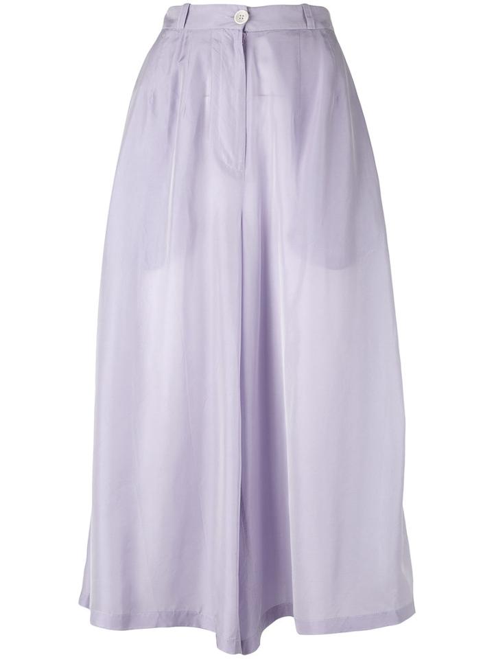Marios - Super Wide Cropped Trousers - Women - Cupro - M, Pink/purple, Cupro