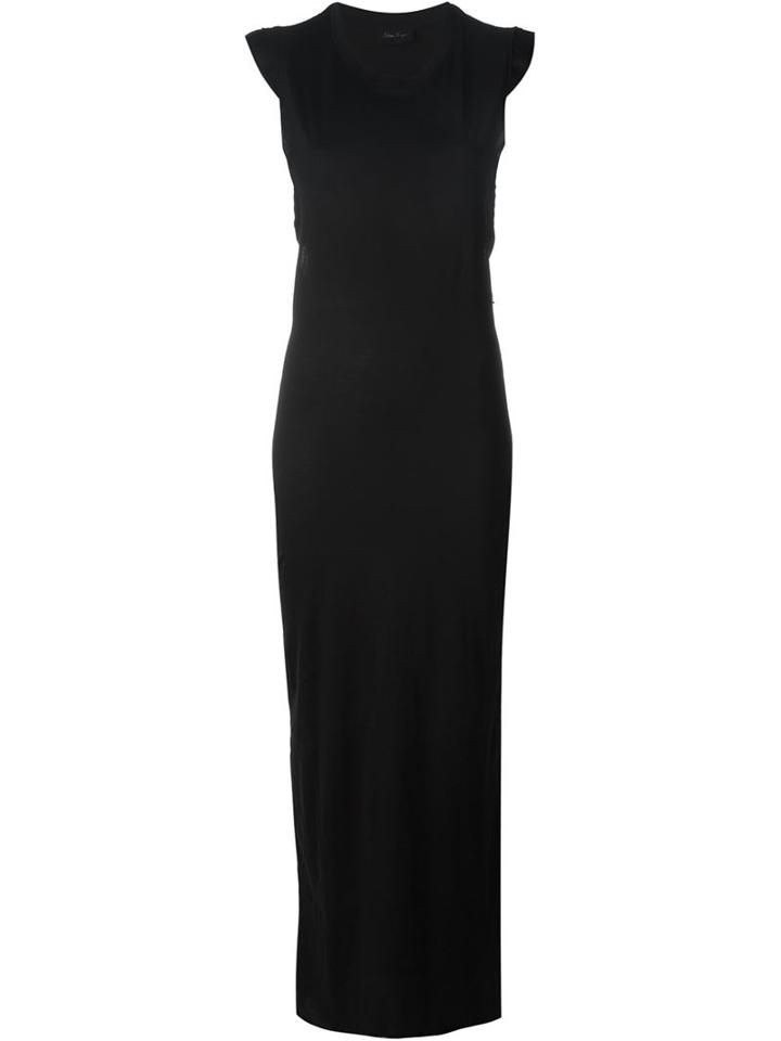 Andrea Ya'aqov Flared Cuff Banded Maxi Dress, Women's, Size: Small, Black, Cotton/modal/cupro