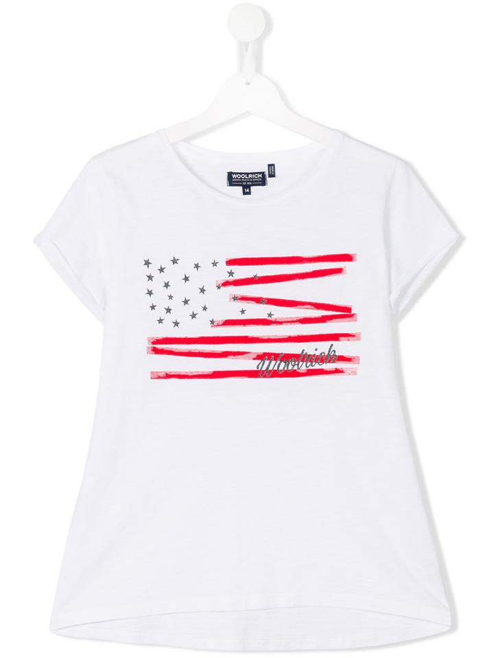 Woolrich Kids Printed T-shirt, Girl's, Size: 14 Yrs, White