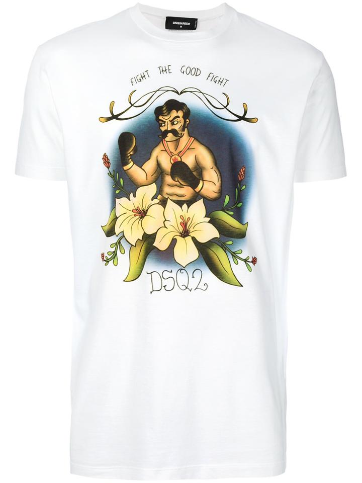 Dsquared2 Boxing Print T-shirt - White