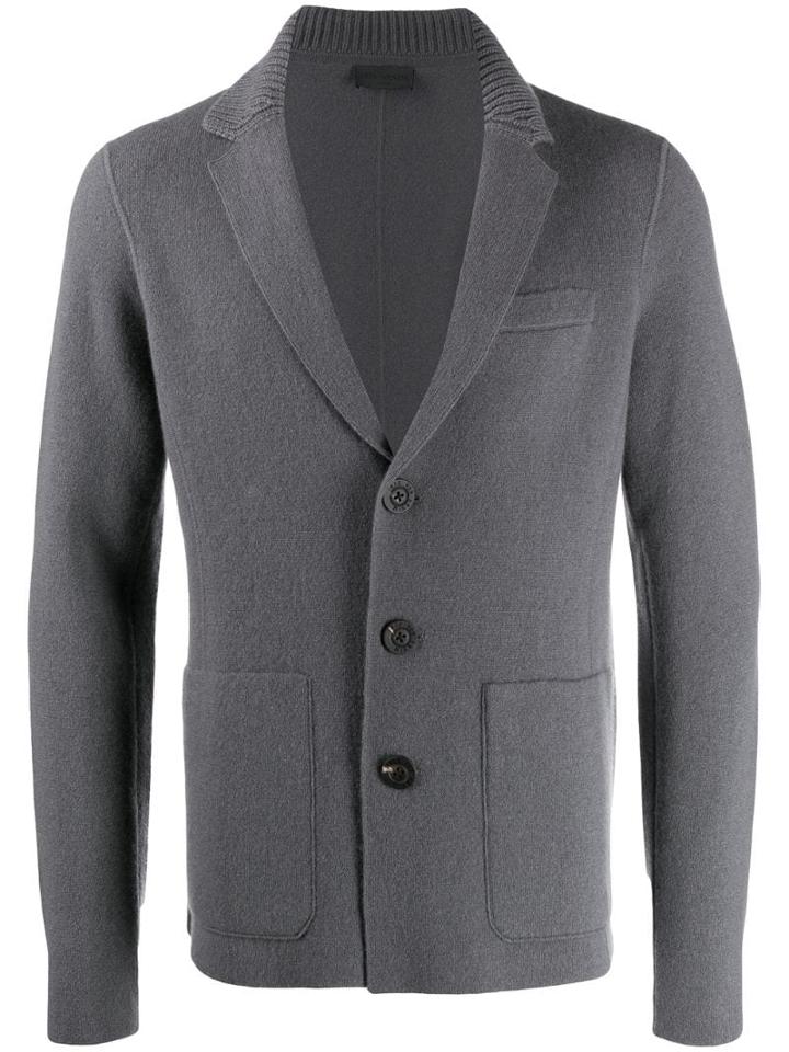 Iris Von Arnim Notched Lapel Cardigan - Grey