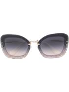 Miu Miu Eyewear Oversized Glitter Sunglasses - Black