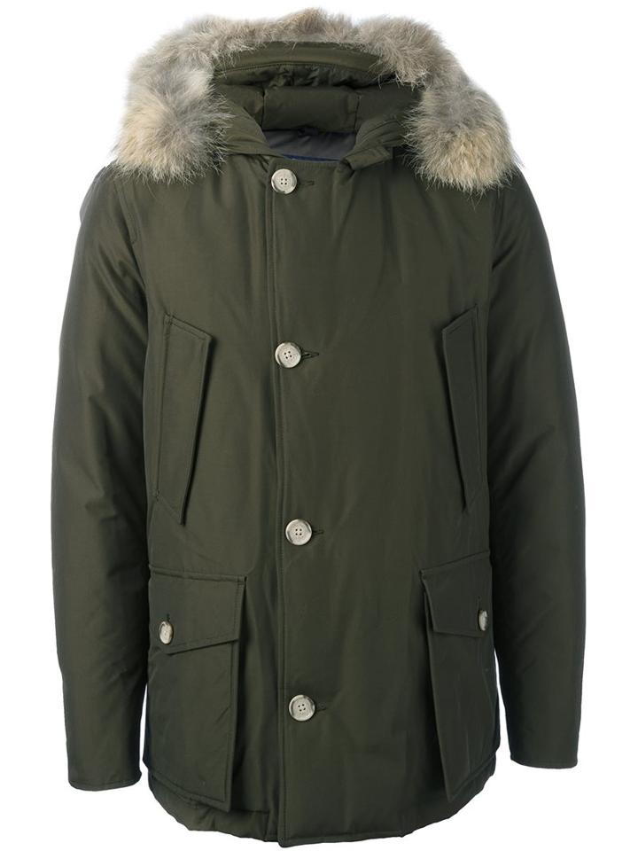 Woolrich Hooded Parka, Men's, Size: Xs, Green, Cotton/feather Down/polyamide/feather