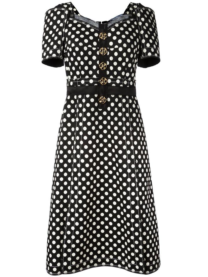 Dolce & Gabbana Polka Dot Dress, Women's, Size: 42, Black, Cotton/silk/spandex/elastane/spandex/elastane
