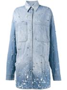 Faith Connexion - Embellished Denim Shirt - Women - Cotton/polyester/spandex/elastane/glass - Xs, Blue, Cotton/polyester/spandex/elastane/glass