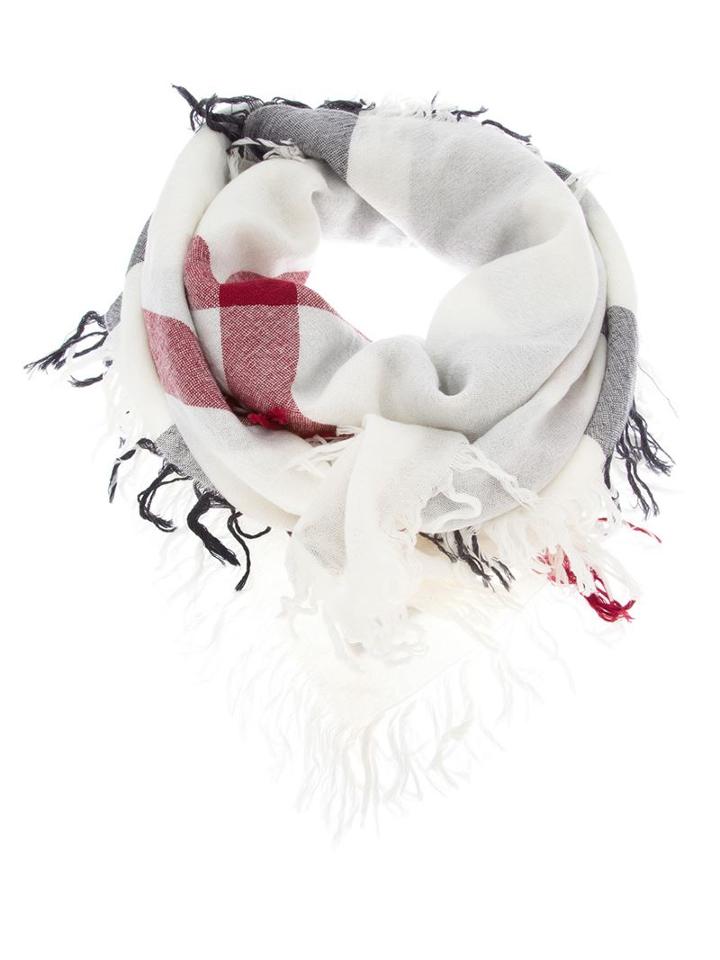 Burberry 'house' Check Scarf, Women's, White, Wool