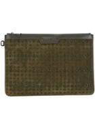 Jimmy Choo 'derek' Clutch, Men's, Green, Calf Leather/calf Suede/metal
