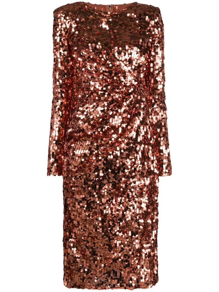 Dolce & Gabbana Fitted Sequin-embellished Dress - Red