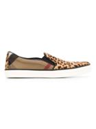 Burberry Leopard And Check Print Sneakers