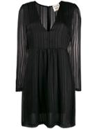 Semicouture Striped Long-sleeved Dress - Black