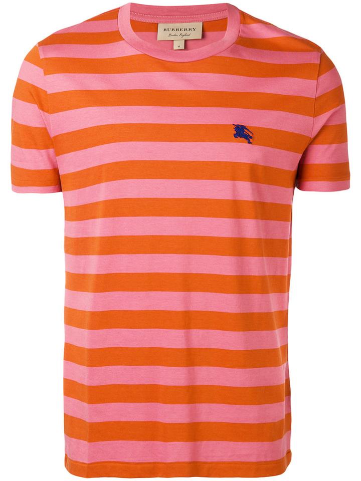 Burberry - Striped Short Sleeve T-shirt - Men - Cotton - Xl, Yellow/orange, Cotton
