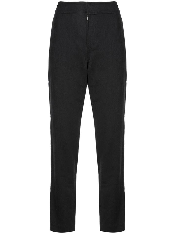 Natori High-waist Embroidered Trousers - Black