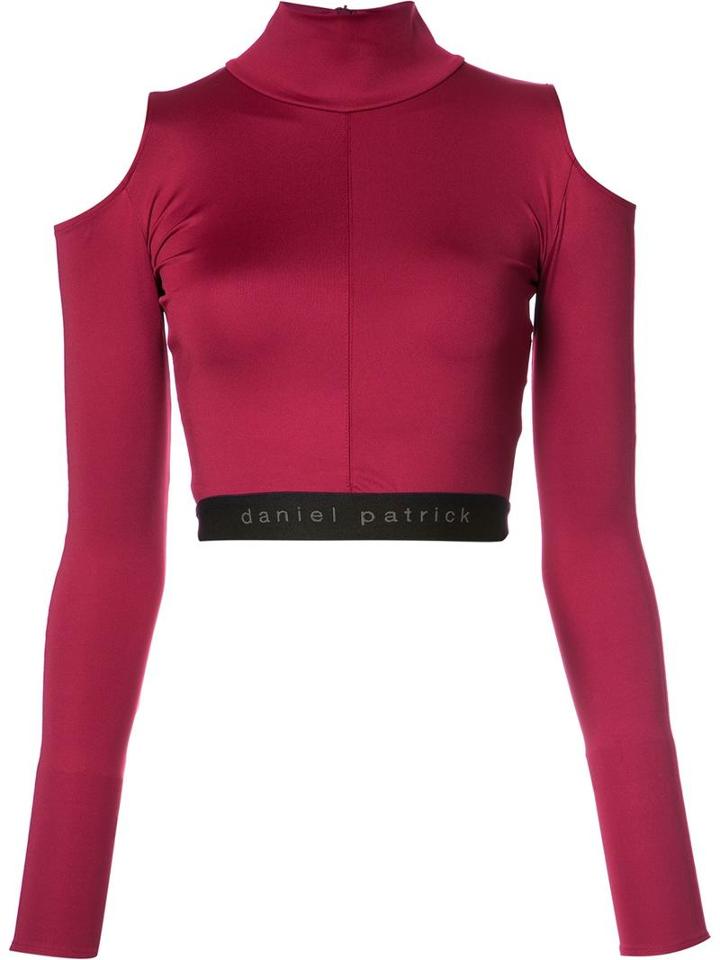 Daniel Patrick Cold-shoulder Cropped Top, Women's, Size: Small, Red, Polyester/spandex/elastane