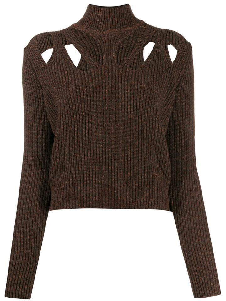 Fendi Cut-out Detail Jumper - Brown